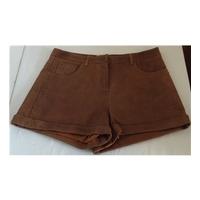 River Island, Size 12, Brown Leather Shorts
