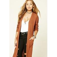 Ribbed Knit Open-Front Cardigan