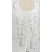 River Island Size 14 White Vest Top With Ruffle Detailing