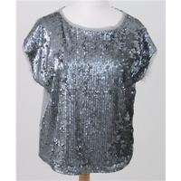 River Island, size 12 grey & silver sequinned top