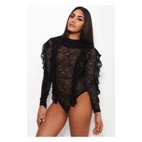 Riri Black Frill Lace Bodysuit