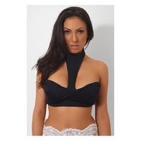 riana halterneck bralet top in black