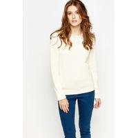 Ribbed Hem Off White Jumper