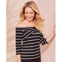 ribbed wrap front bardot top