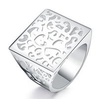 ring euramerican silver plated square patternjewelry for daily 1pc