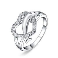 ring euramerican silver plated dolphin heart jewelry for daily 1pc