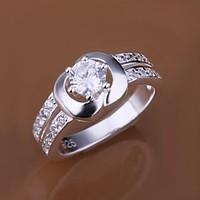 Ring Wedding / Party / Daily / Casual Jewelry Silver Plated Women Statement Rings 1pc, 7 / 8 Silver