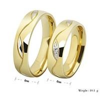 Ring Birthstones Wedding / Party / Daily / Casual / Sports Jewelry Titanium Steel Couples Couple Rings 1pc Gold / Black