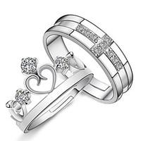 Ring Heart Daily Casual Sports Jewelry Sterling Silver Couples Couple Rings 2pcs, Adjustable Silver