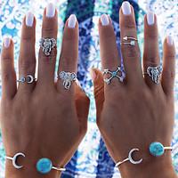 Ring Party / Daily Jewelry Alloy / Turquoise Women Midi Rings 1set, 8 / Adjustable Silver