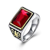 Ring AAA Cubic Zirconia Steel Red Jewelry Casual 1pc