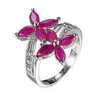 Ring Emerald AAA Cubic Zirconia Zircon Cubic Zirconia Alloy Green Pink Assorted Color Jewelry Casual 1pc