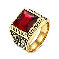 Ring Party Daily Casual Sports Jewelry Stainless Steel Titanium Steel Glass Men Ring 1pc, 9 10 11 Black Red