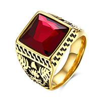 Ring AAA Cubic Zirconia Steel Black Red Jewelry Casual 1pc