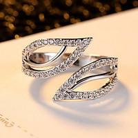 Ring Zircon Cubic Zirconia Alloy Leaf Euramerican Fashion White Jewelry Party Daily Casual 1pc