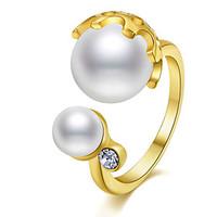 Ring Statement Rings Plastic Imitation Pearl Basic Unique Euramerican Fashion Gold Plated Luxury Simple British Classic Copper Jewelry For Women