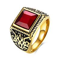 Ring Stainless Steel Titanium Steel Glass Fashion Black Red Jewelry Daily Casual 1pc