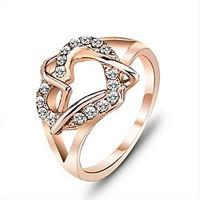 Ring Party Gift For Girl Fashion Rings Rose Yellow Gold Plated Lady Heart Love Ring for Women