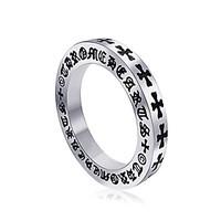 ring punk titanium steel round silver jewelry for daily 1pc