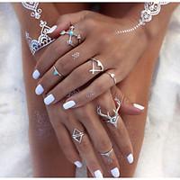 Ring Fashion Party Jewelry Alloy Women Midi Rings 7pcs, One Size Silver