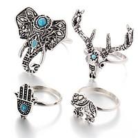 Ring Turquoise Daily / Casual Jewelry Alloy Women / Men Midi Rings 1set, One Size Silver