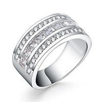Ring Zircon Cubic Zirconia Silver Plated Round Silver Jewelry Daily Casual 1pc