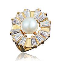 Ring Imitation Pearl Gold Plated 18K gold Gold White Jewelry Wedding Party Daily Casual 1pc