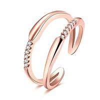 Ring Daily Casual Jewelry Rose Gold Zircon Copper Silver Plated Rose Gold Plated Ring 1pc, Adjustable Silver Rose Gold