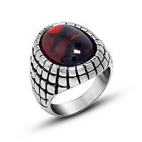Ring Circle Titanium Steel Round Black Red Jewelry For Daily 1pc