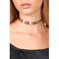 rib metallic choker gold