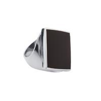 Ring Whitby Jet And Silver Small Rhombus