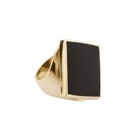 ring whitby jet and 9ct yellow gold small rhombus