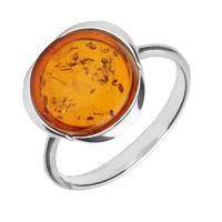 Ring Amber And Silver Round Tapered