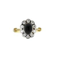 Ring Whitby Jet And 18ct Yellow And White Gold Diamond Cluster