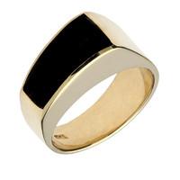 Ring Whitby Jet And Yellow Gold Tapered BAnd