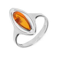Ring Amber And Silver Open Marquise