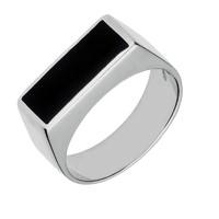 Ring Whitby Jet And Silver Oblong Flat Top Signet