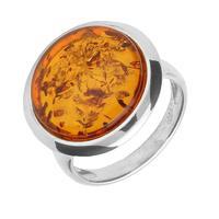 Ring Amber And Silver Round