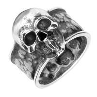 Ring Silver Skull Hammered Effect Shank