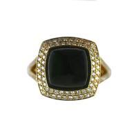 Ring Whitby Jet And 18ct Yellow Gold Diamond