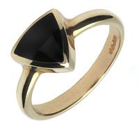 Ring Whitby Jet And 9ct Yellow Gold Curved Triangle