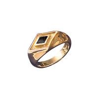 ring whitby jet and 9ct yellow gold diamond shape signet