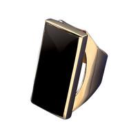 Ring Whitby Jet And 9ct Yellow Gold Large Oblong