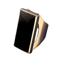 ring whitby jet and 9ct yellow gold large oblong