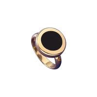 ring whitby jet and 9ct yellow gold modern framed round