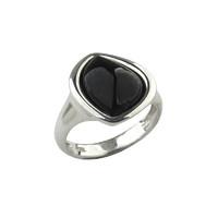 Ring Whitby Jet And Silver Acorn Shaped