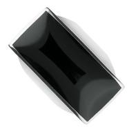 Ring Whitby Jet And Silver Large Oblong