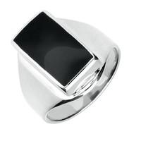 Ring Whitby Jet And Silver Micro Oblong