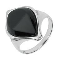 Ring Whitby Jet And Silver Open Shank Pear