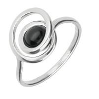 ring whitby jet and silver round swirl